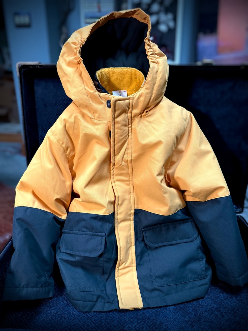 Swiss Tech Kids Colorblock Hooded Puffer Jacket - Yellow and Black
